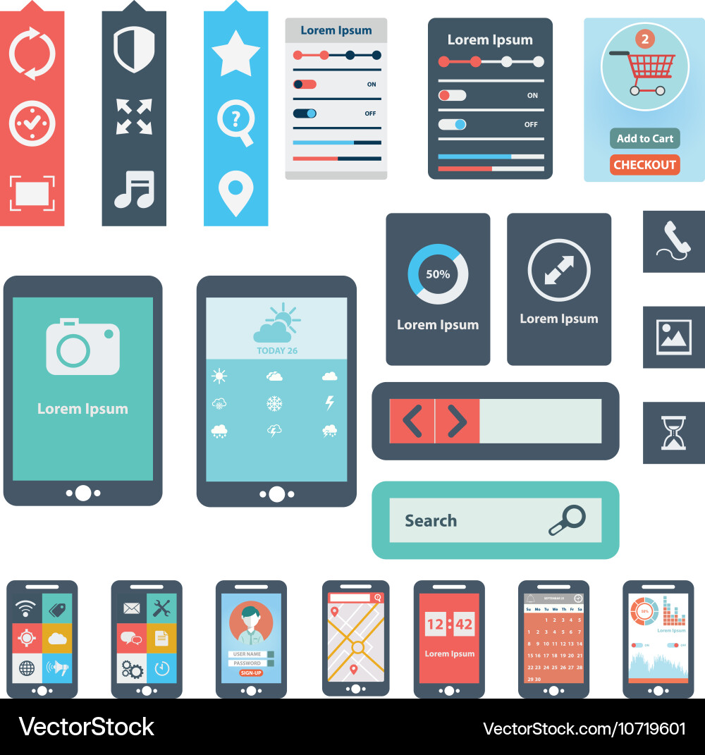 Flat UI Components Set vector image