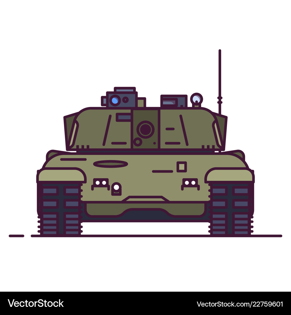 Front view of main battle tank Royalty Free Vector Image