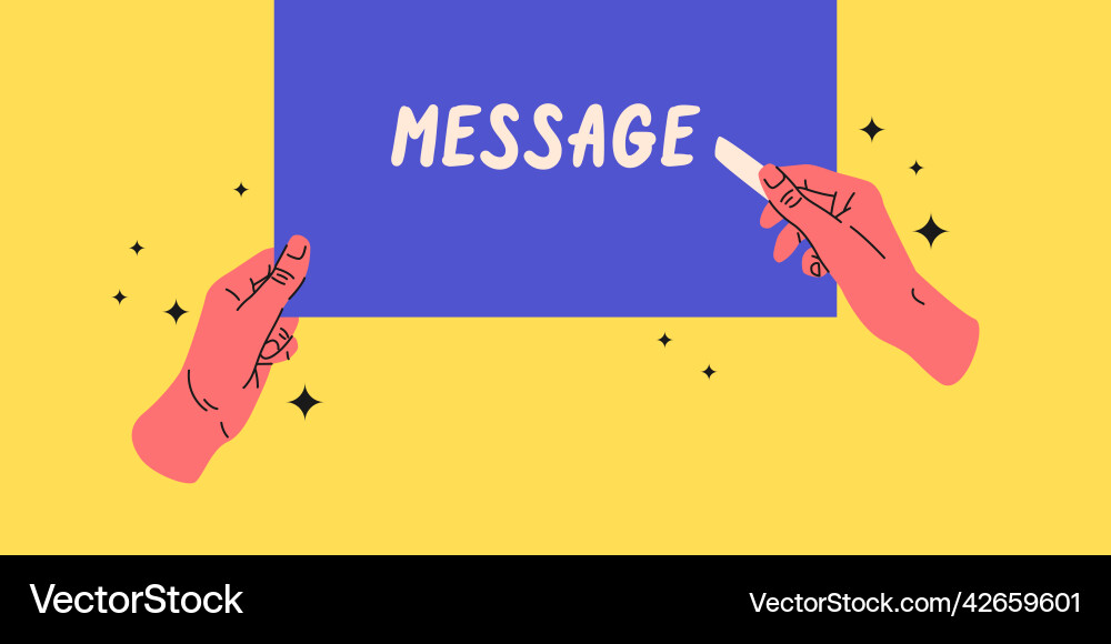 Hands of a person writes message with chalk Hands of a person writes message with chalk vector image