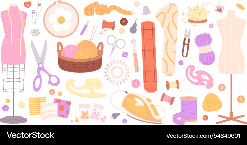 Needlework tools clothes design and sew Royalty Free Vector