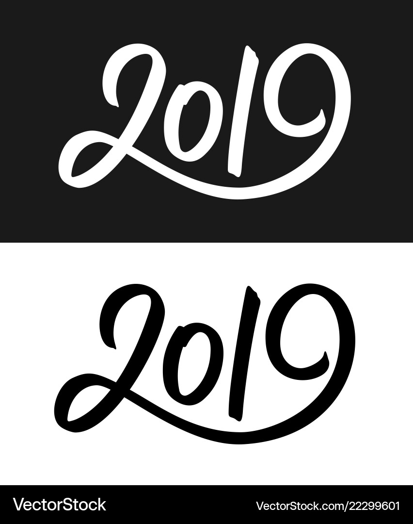 New year 2019 greeting card in black and white New year 2019 greeting card in black and white vector image