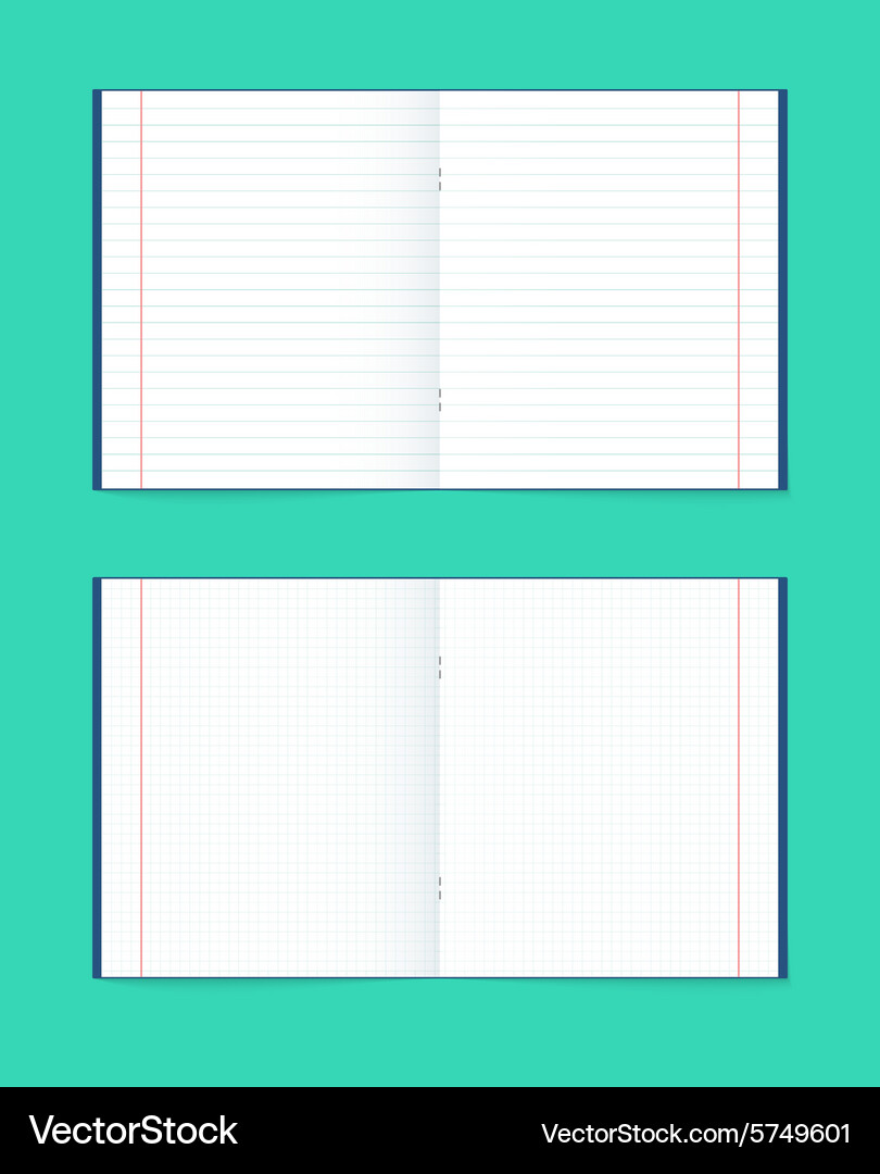 Set of open notebook in a cage and the line Vector Image