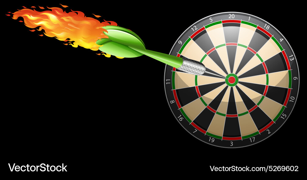 Flaming Dart on Board Vector Image