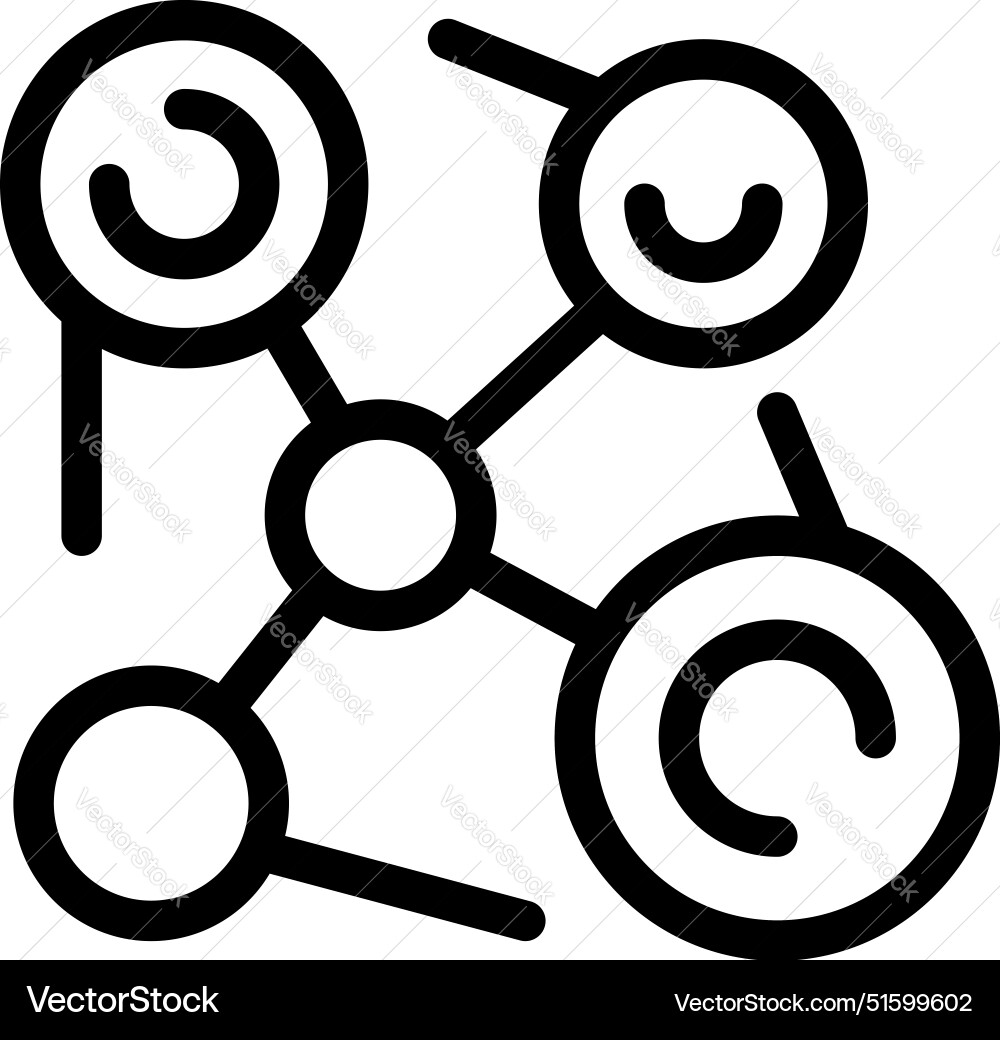 Network icon showing interconnected nodes Network icon showing interconnected nodes vector image