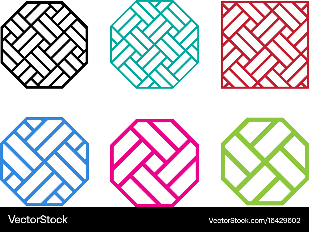 Set of octagon chinese pattern window frame vector image