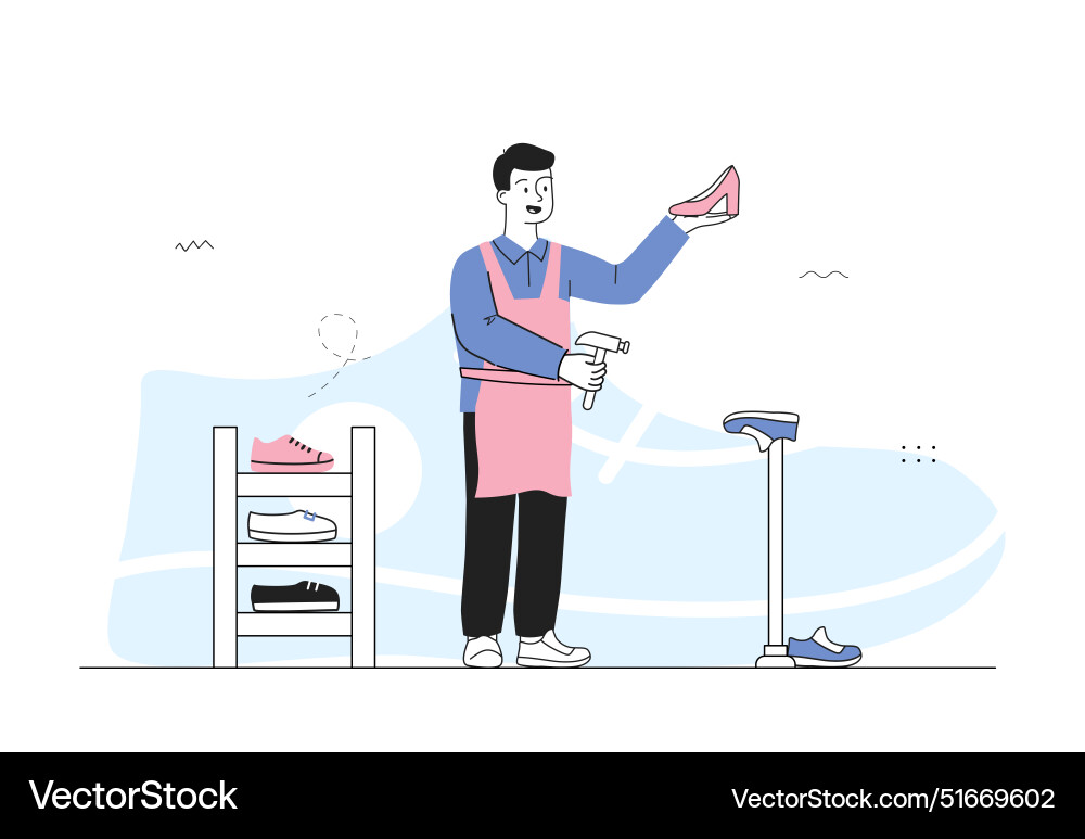 Shoemaker man concept bootmaker with shoes Vector Image