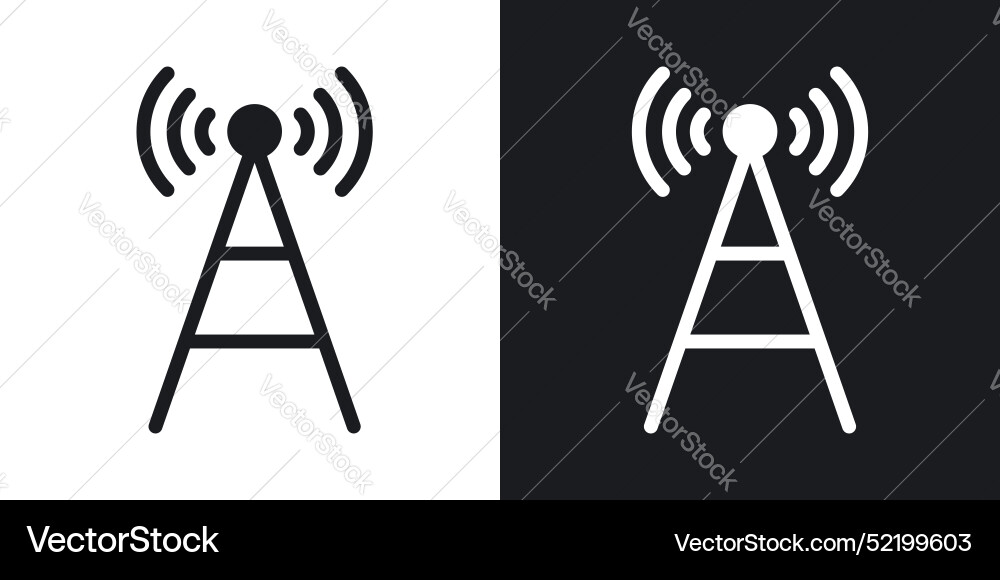 Broadcast tower icon set in solid style Vector Image