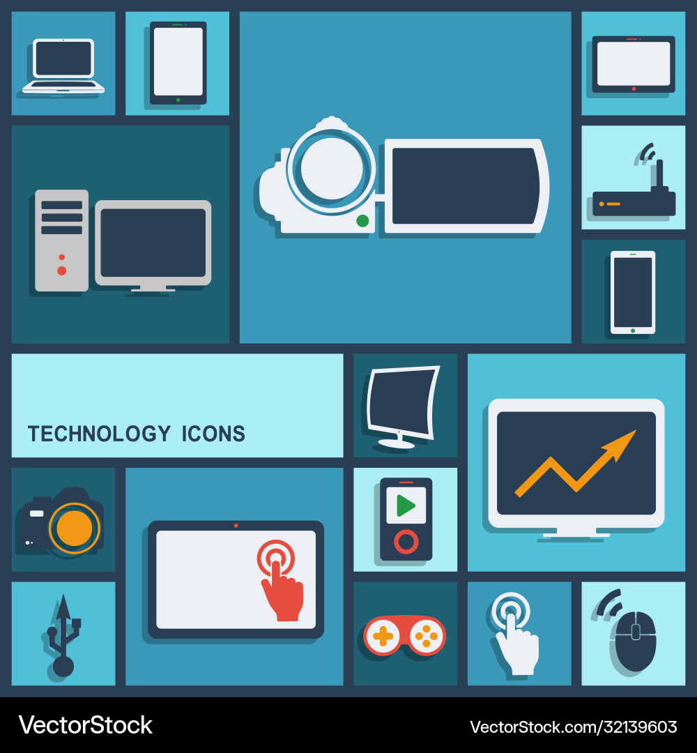 Flat concept set modern design with shadow Vector Image