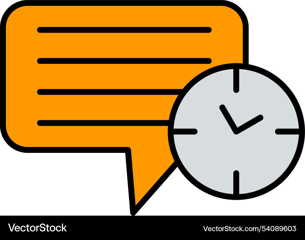 Message clock line filled icon design Vector Image