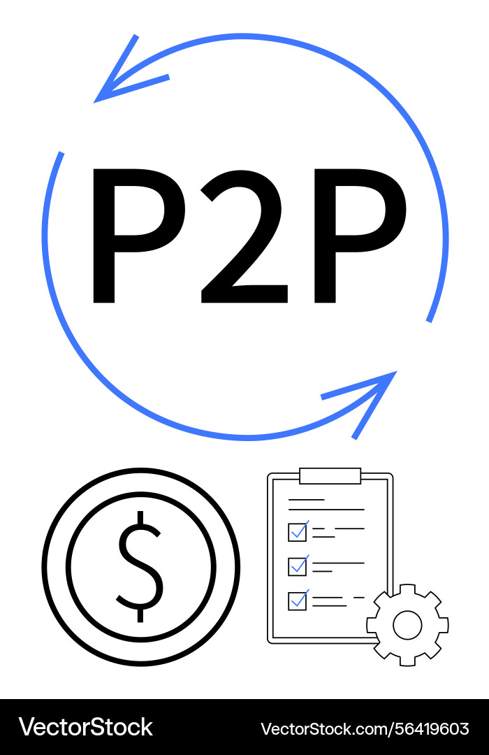 Peer-to-peer transaction concept with checklist Peer-to-peer transaction concept with checklist vector image