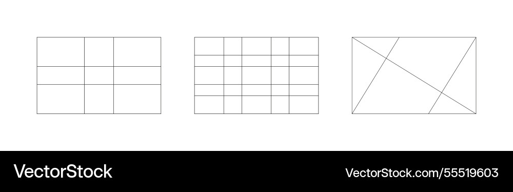 Set of golden ratio templates fibonacci array Set of golden ratio templates fibonacci array vector image