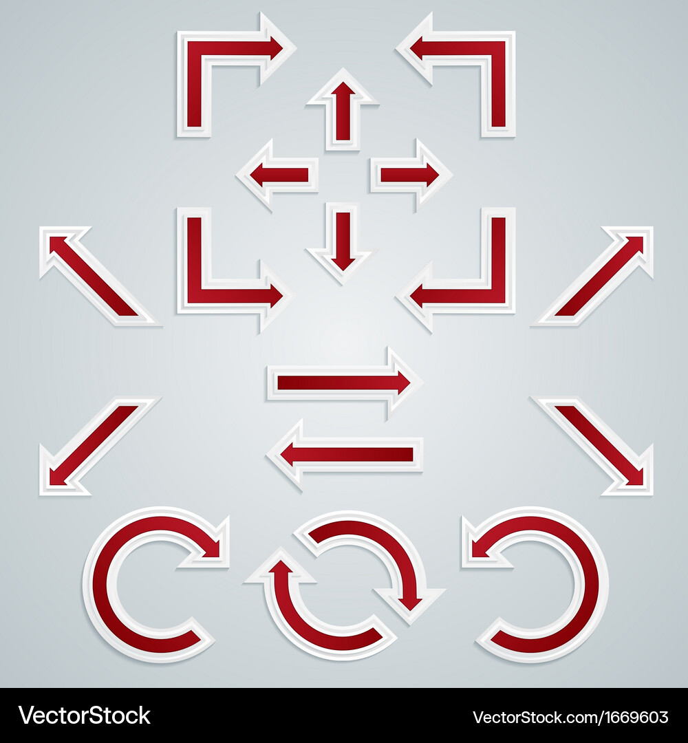 Set of red sharp arrows for infographics Vector Image