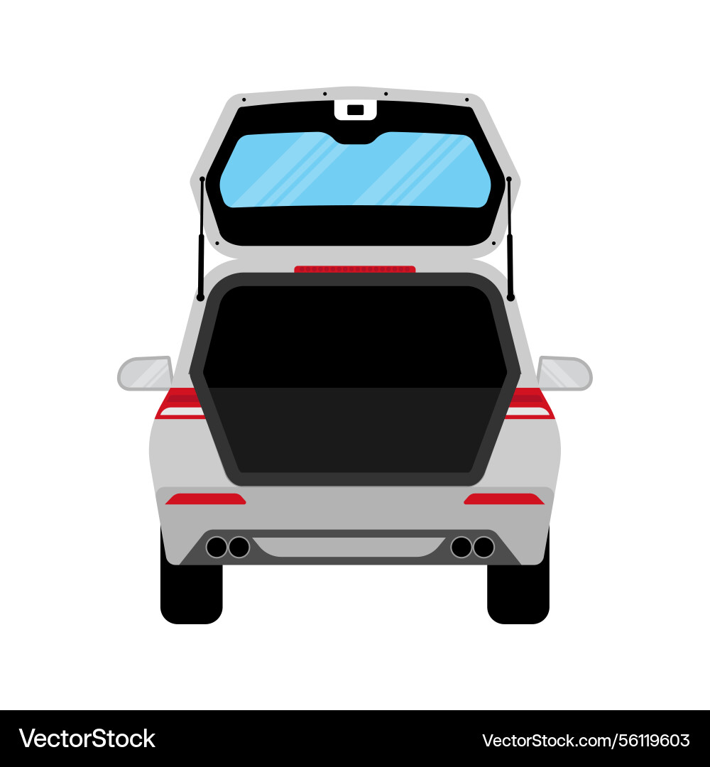 Suv car open trunk in back view opened boot Vector Image