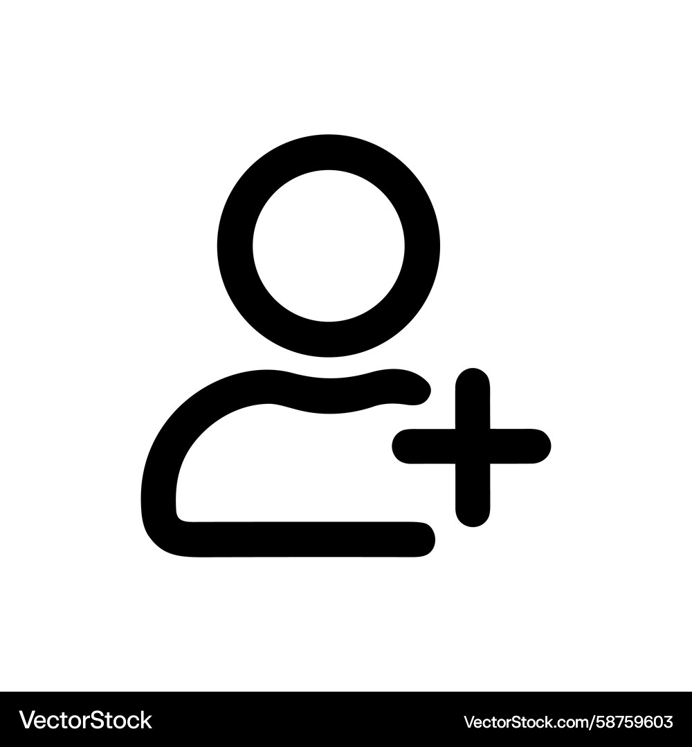 User Add Icon - Thin Line Style Vector Image