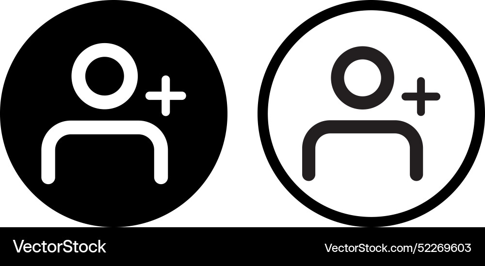 User plus icon set in two styles add new vector image