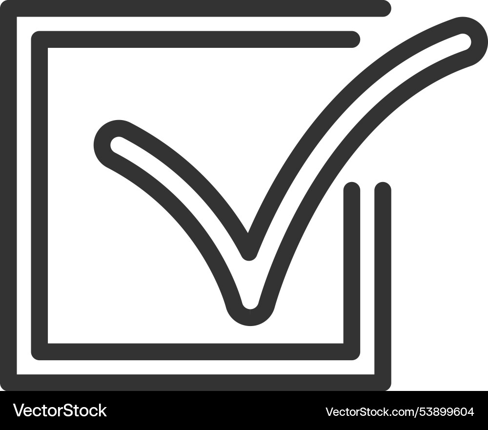 Checkbox line icon vote symbol tick sign vector image