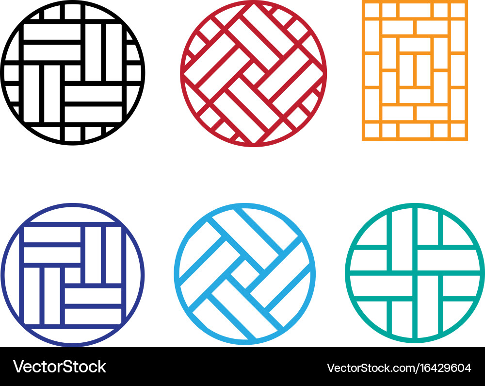 Chinese Circle Window Pattern Set vector image