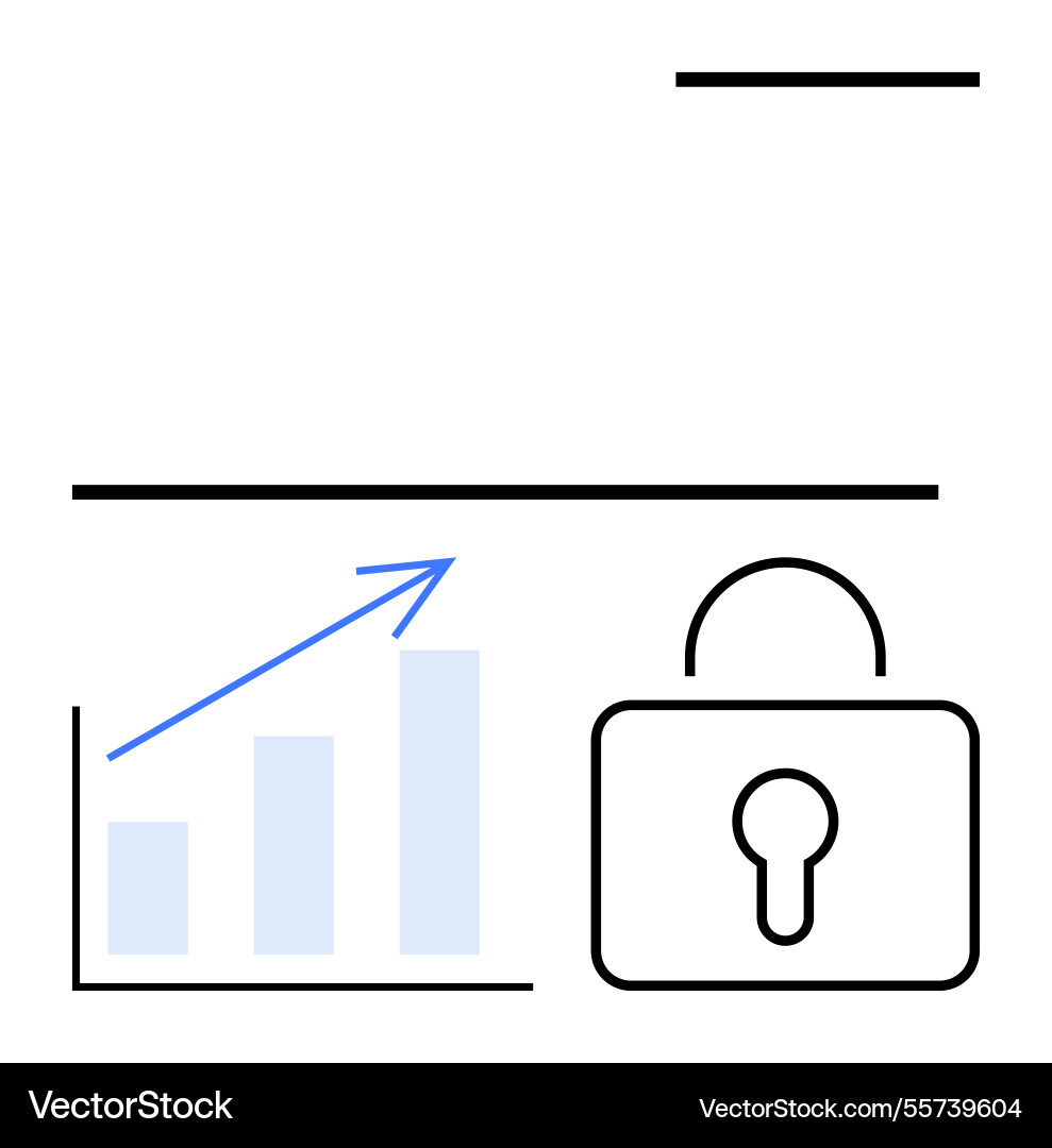 Data growth diagram with upward graph arrow next Vector Image