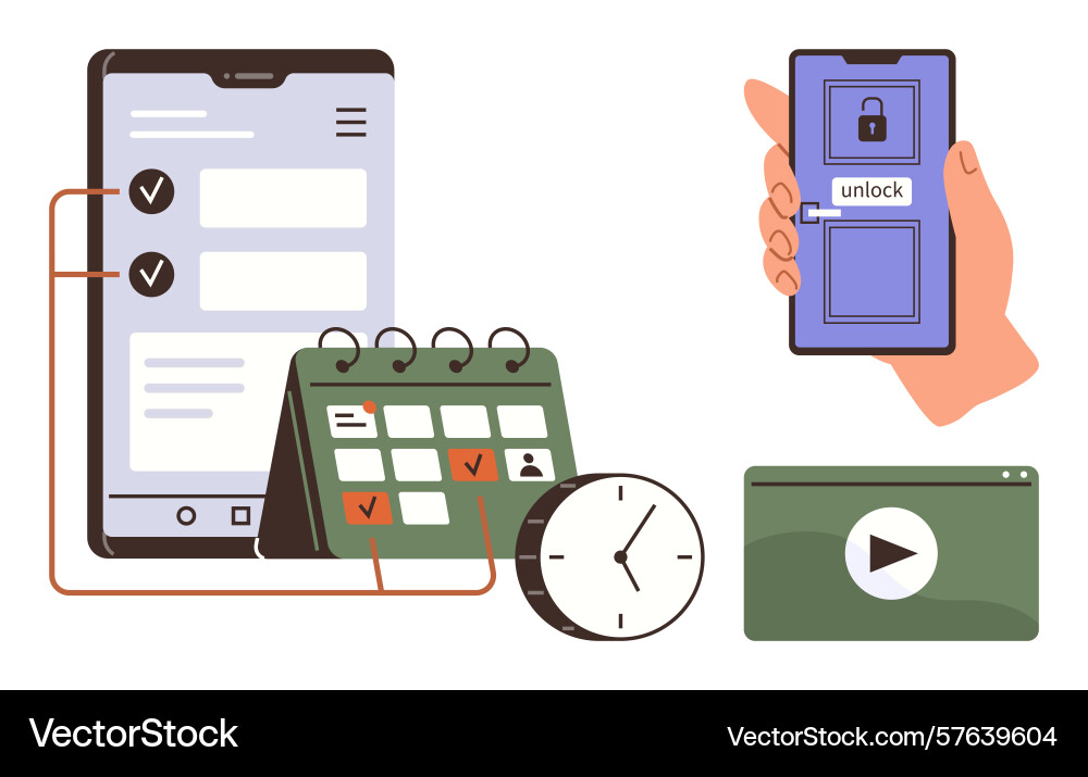 Digital tools for scheduling task management Digital tools for scheduling task management vector image