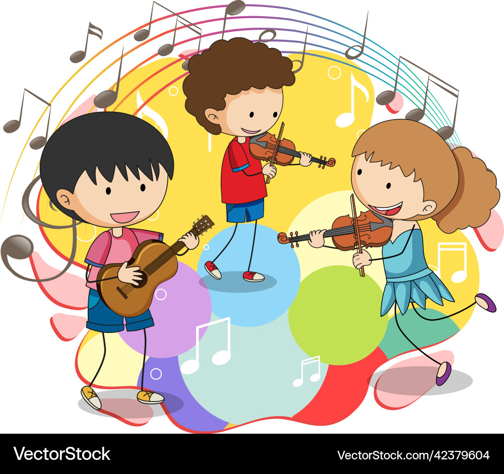 Doodle Kinder Musikband Doodle Kinder Musikband vektorbild