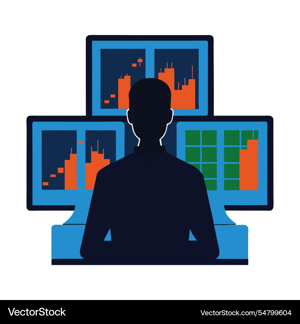 Farbe ein Stock-Trader Analyse der Grafik Vektorbild