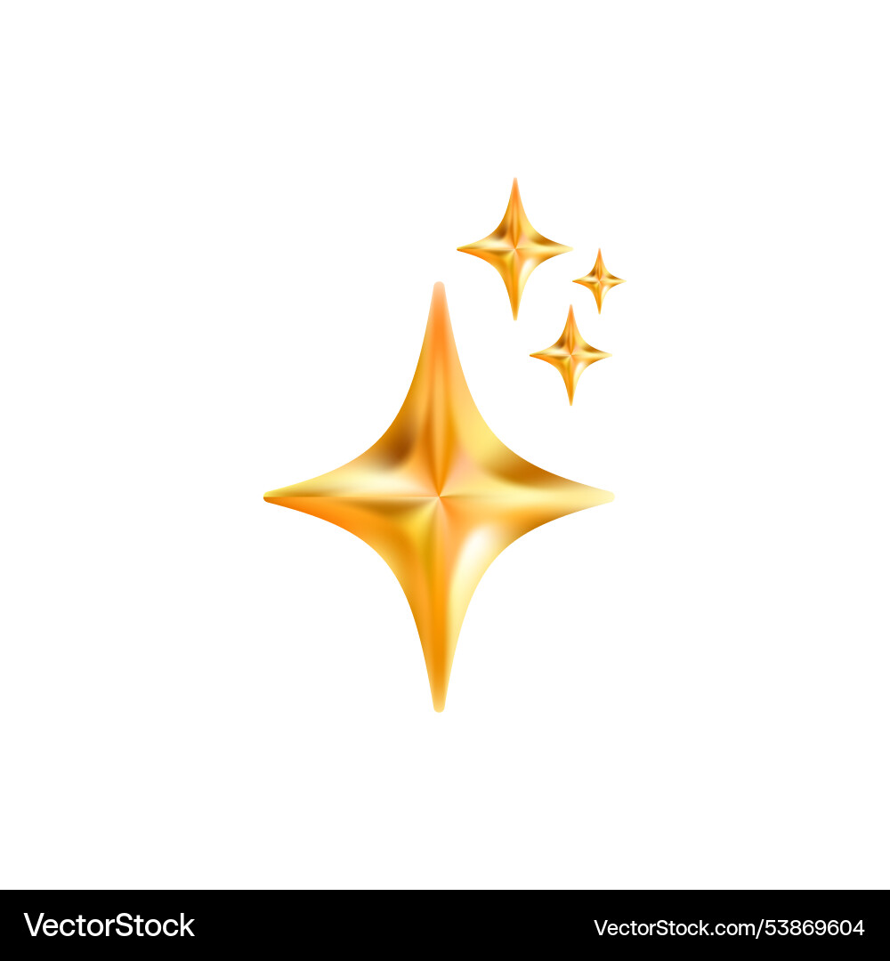 Gold star emoji icon glittering sparkle magic Gold star emoji icon glittering sparkle magic vector image