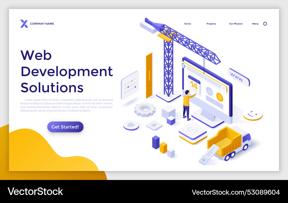 Modern isometric landing page template Vector Image
