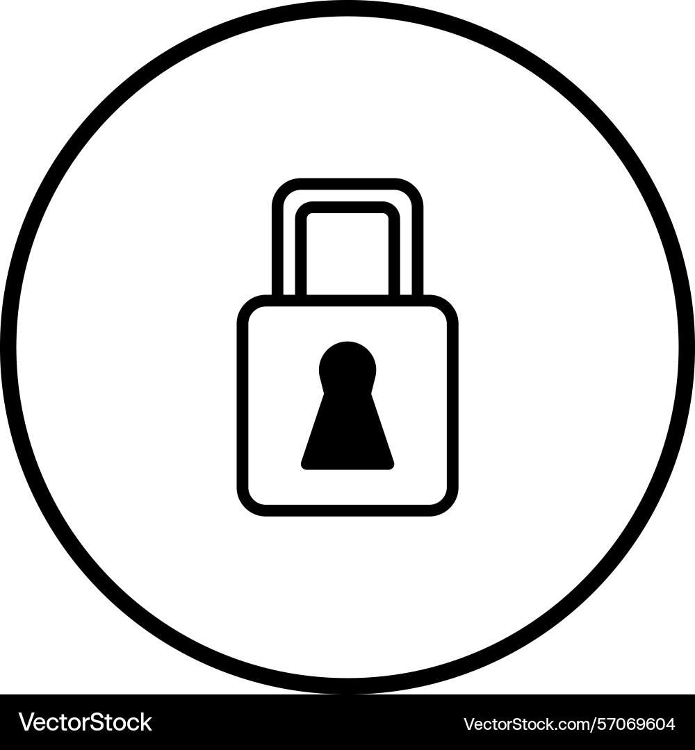 Simple padlock icon within a circular frame Simple padlock icon within a circular frame vector image
