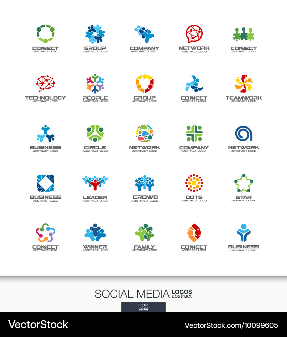 Abstract Network & Connection Logos vector image