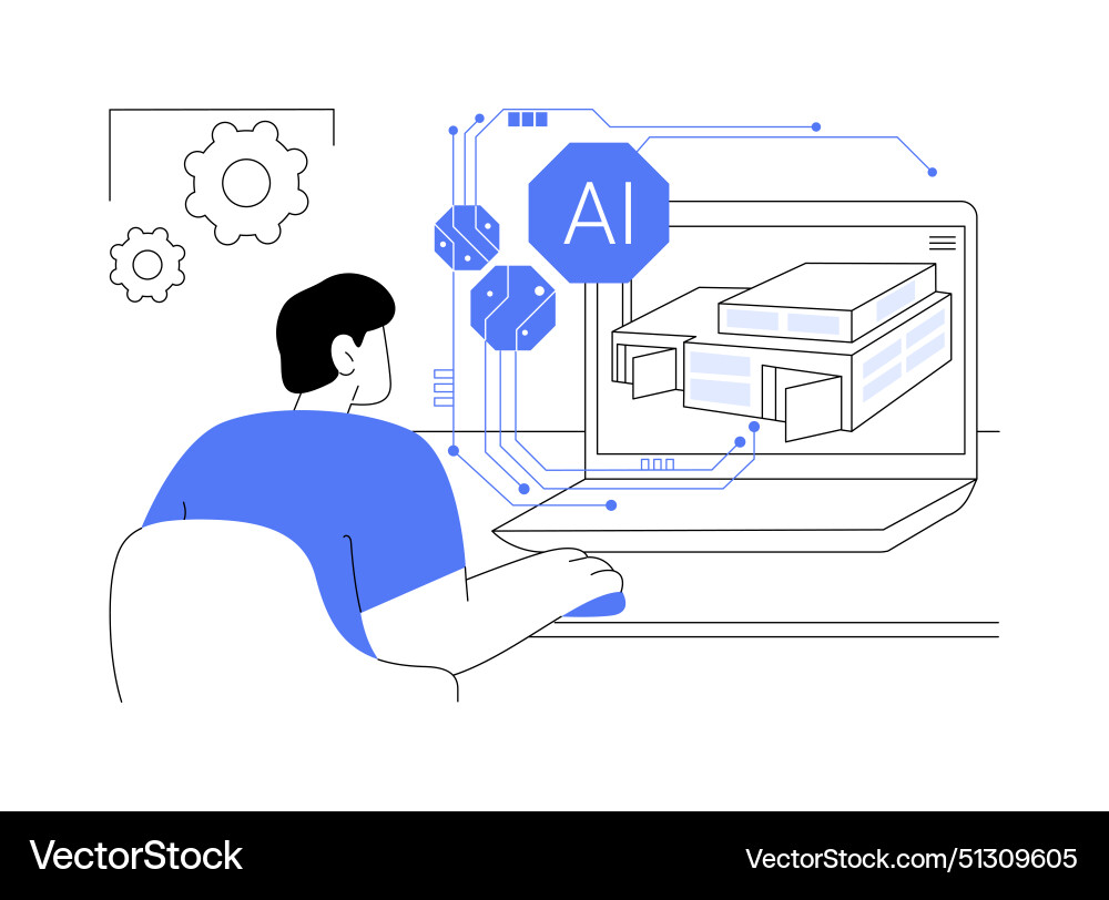 Ai-powered 3d modeling abstract concept Ai-powered 3d modeling abstract concept vector image