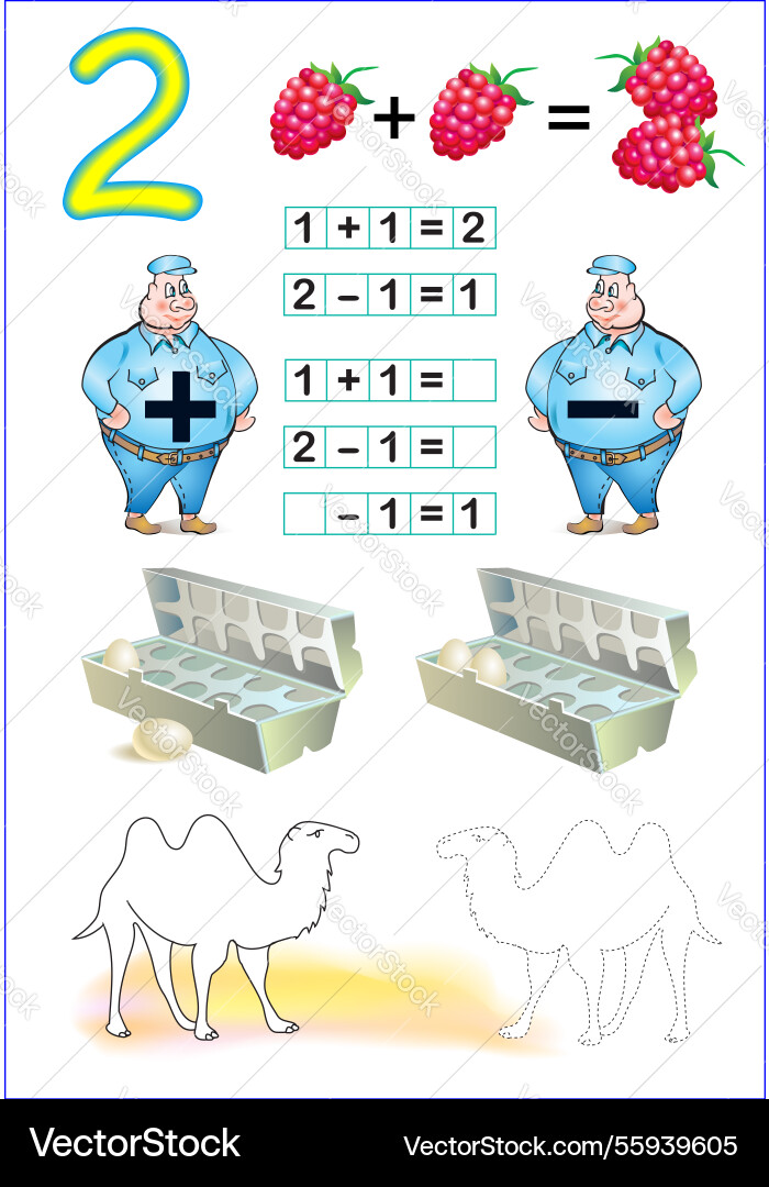 Educational page for children with number 2 kids Educational page for children with number 2 kids vector image