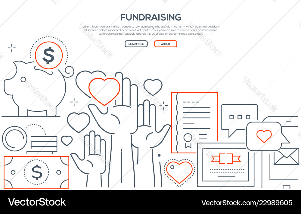 Fundraising - modern line design style web banner Fundraising - modern line design style web banner vector image
