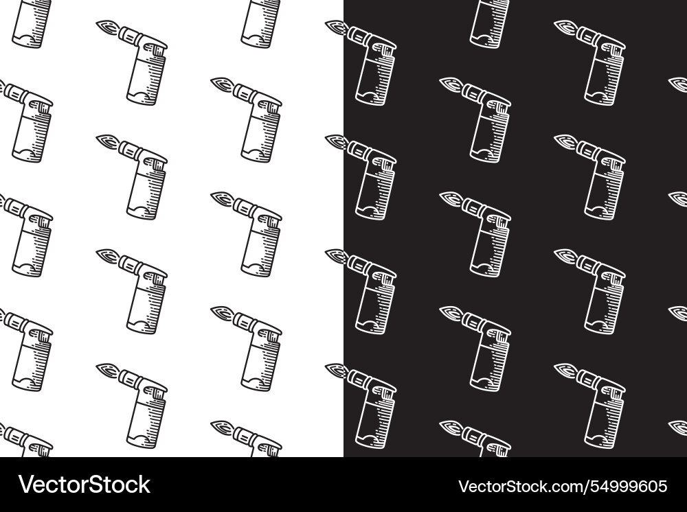 Gas torch lighter seamless pattern backgrounds set Gas torch lighter seamless pattern backgrounds set vector image