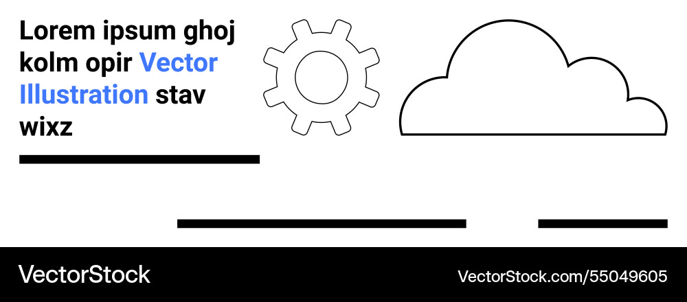 Gear and cloud with text elements in minimalist Vector Image