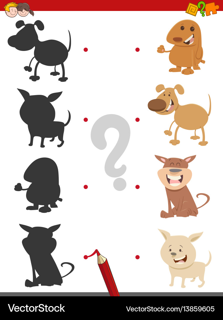 Puppy Shadow Matching Game vector image