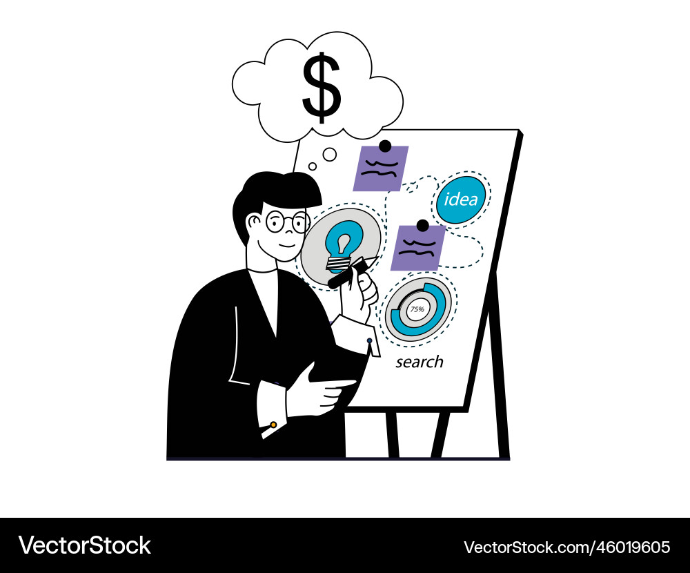 Startup concept with character situation Startup concept with character situation vector image