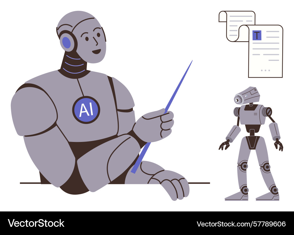 Ai Roboter-Lehrkonzept mit Zeiger Vektorbild