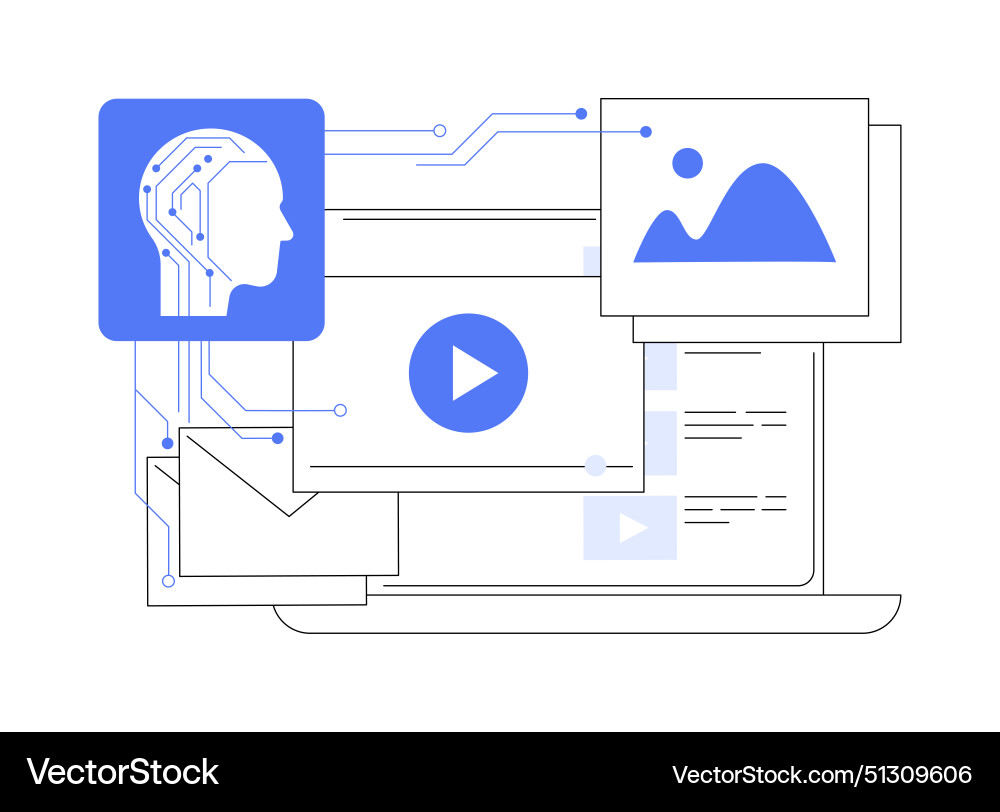Ai-streamlined content creation abstract concept Ai-streamlined content creation abstract concept Vector Image