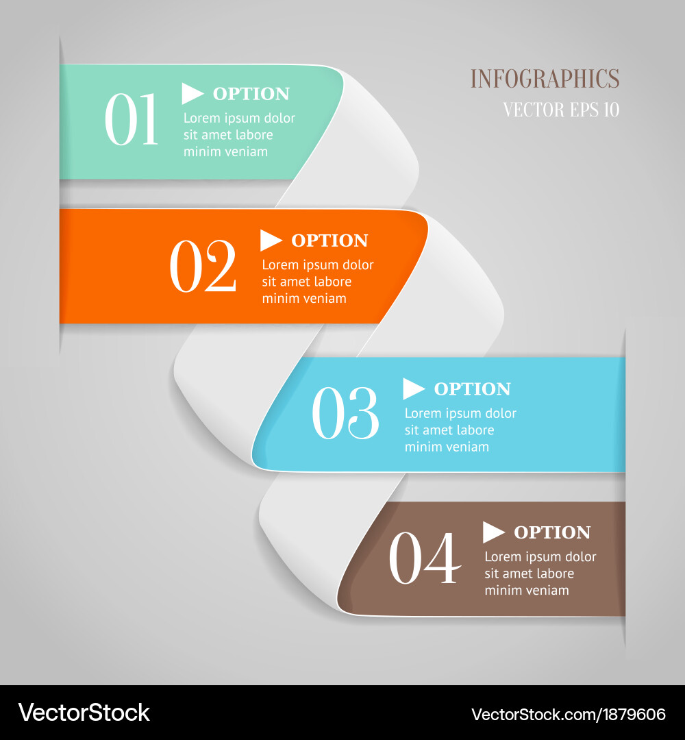 Colored bended lines with numbers Vector Image