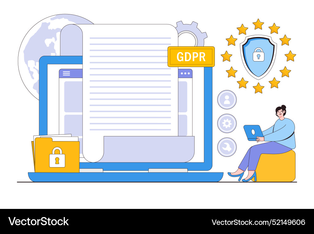 Flat gdpr and cyber security database general Flat gdpr and cyber security database general vector image