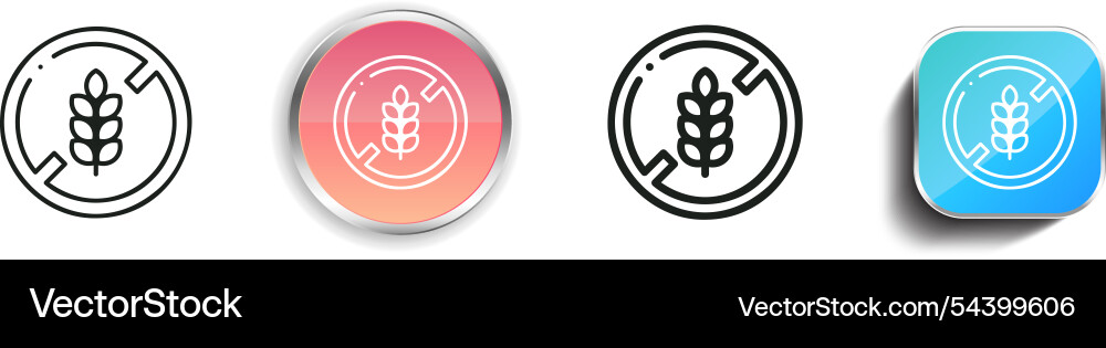 Gluten free icon thin linear regular and button Gluten free icon thin linear regular and button Vector Image