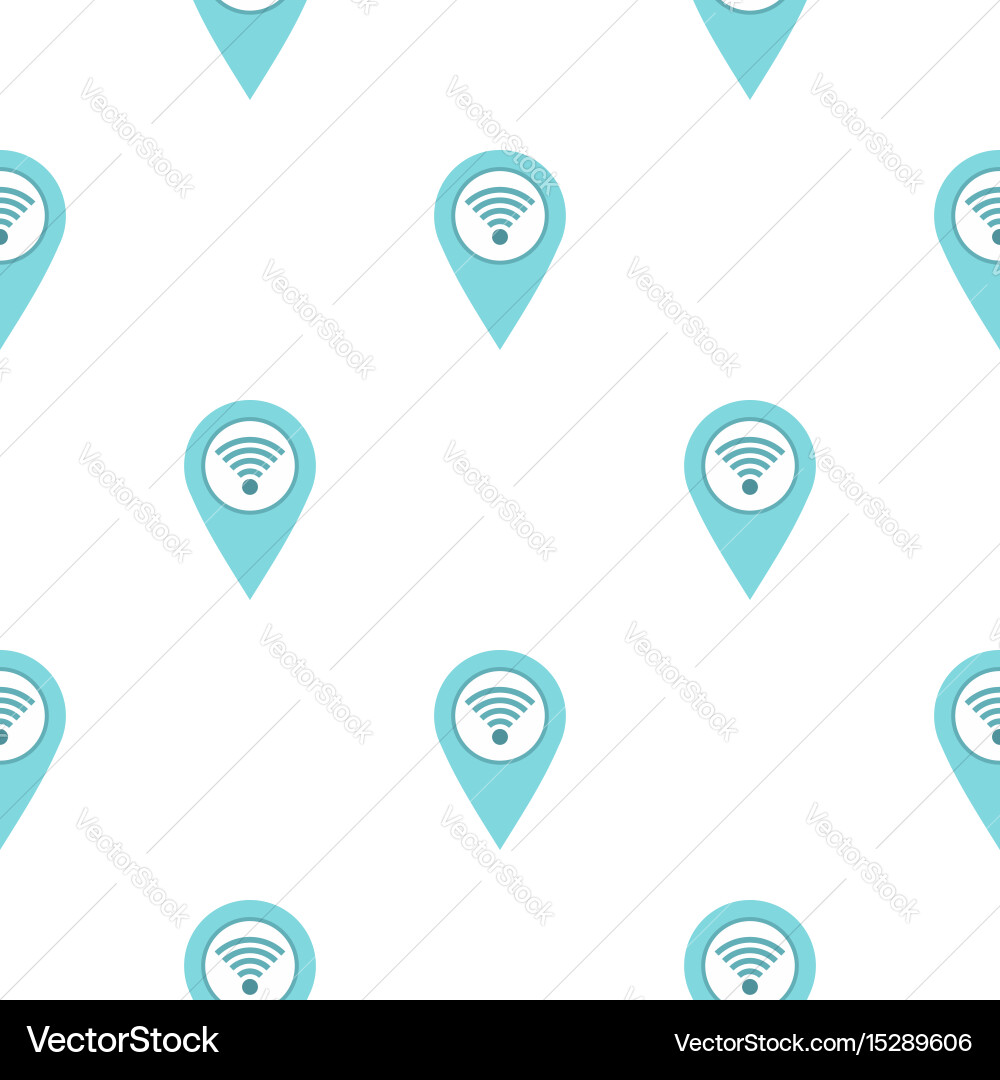 Light blue map pointer with wi fi symbol pattern vector image