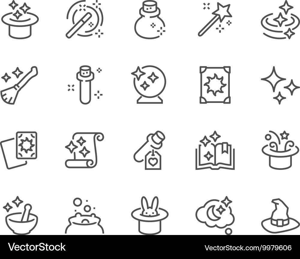 Magic Line Icons Set Vector Image