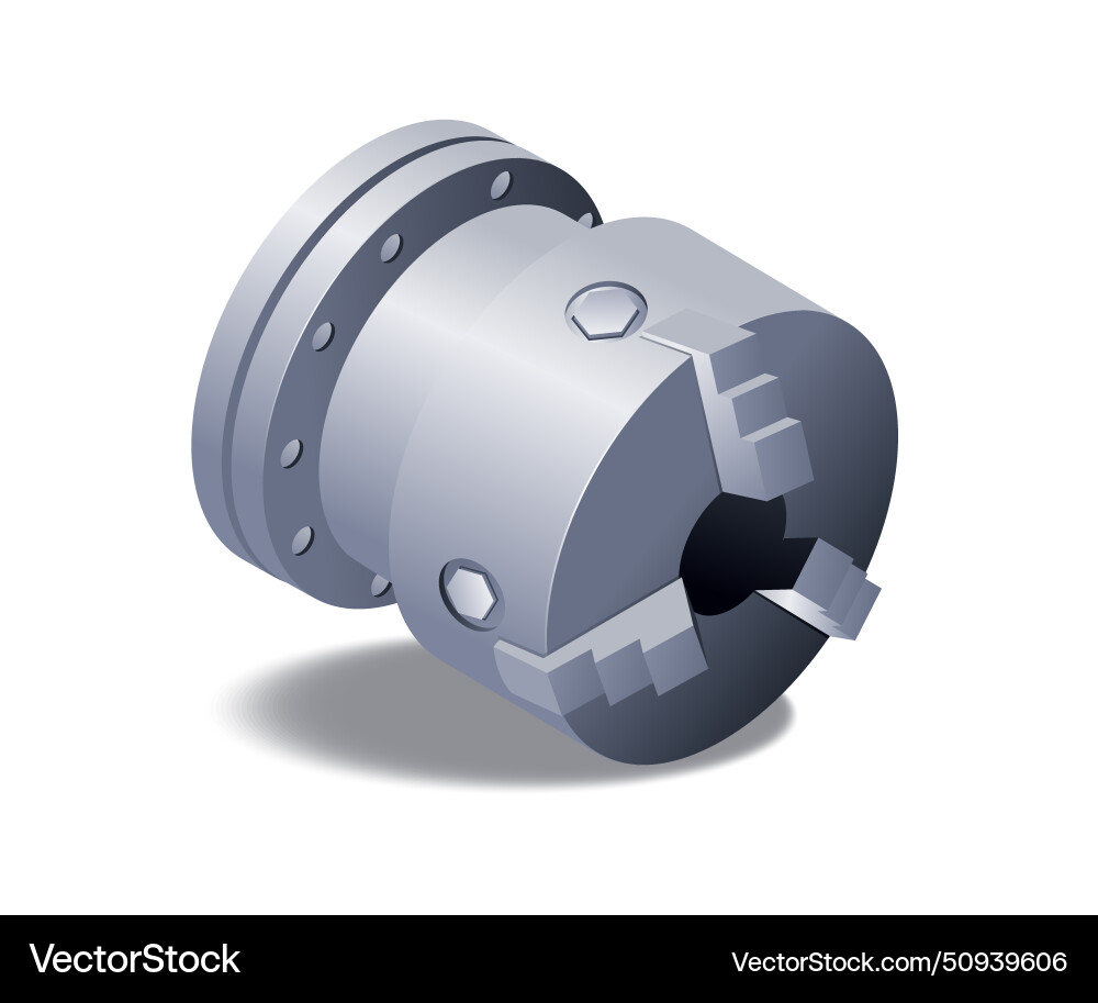 Manual chuck lathe machine parts flat isometric 3d Manual chuck lathe machine parts flat isometric 3d vector image