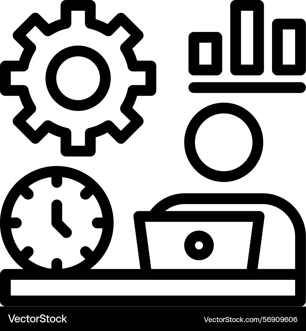 Remote work efficiency linear style icon design Vector Image