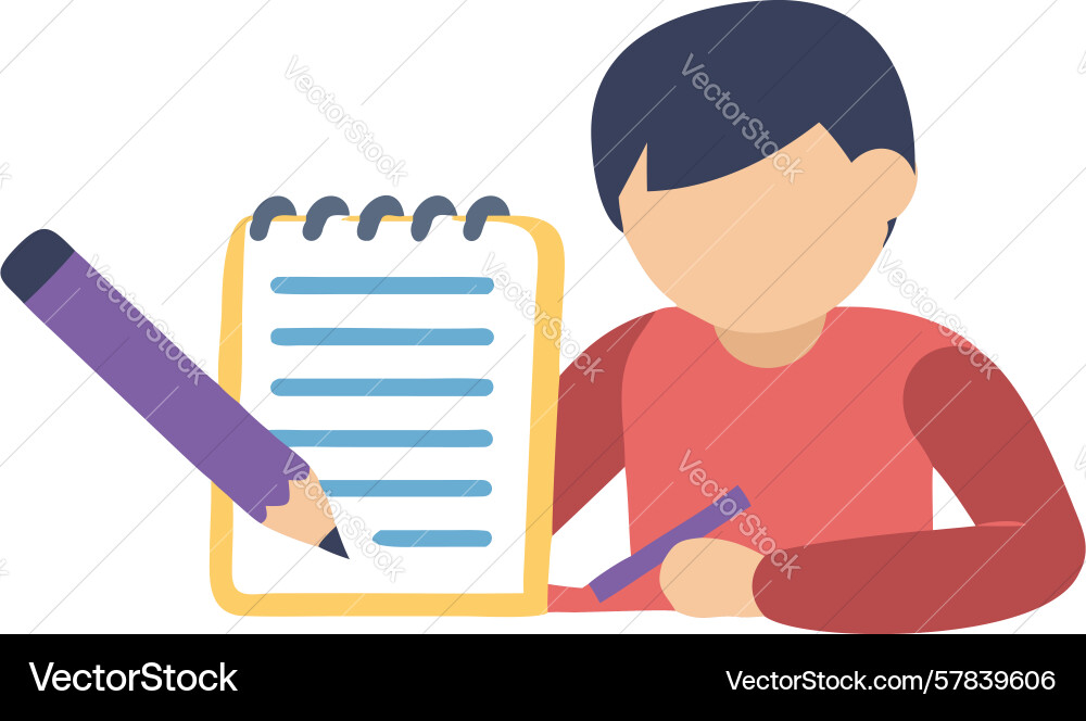 Student writing notes in notebook design Vector Image