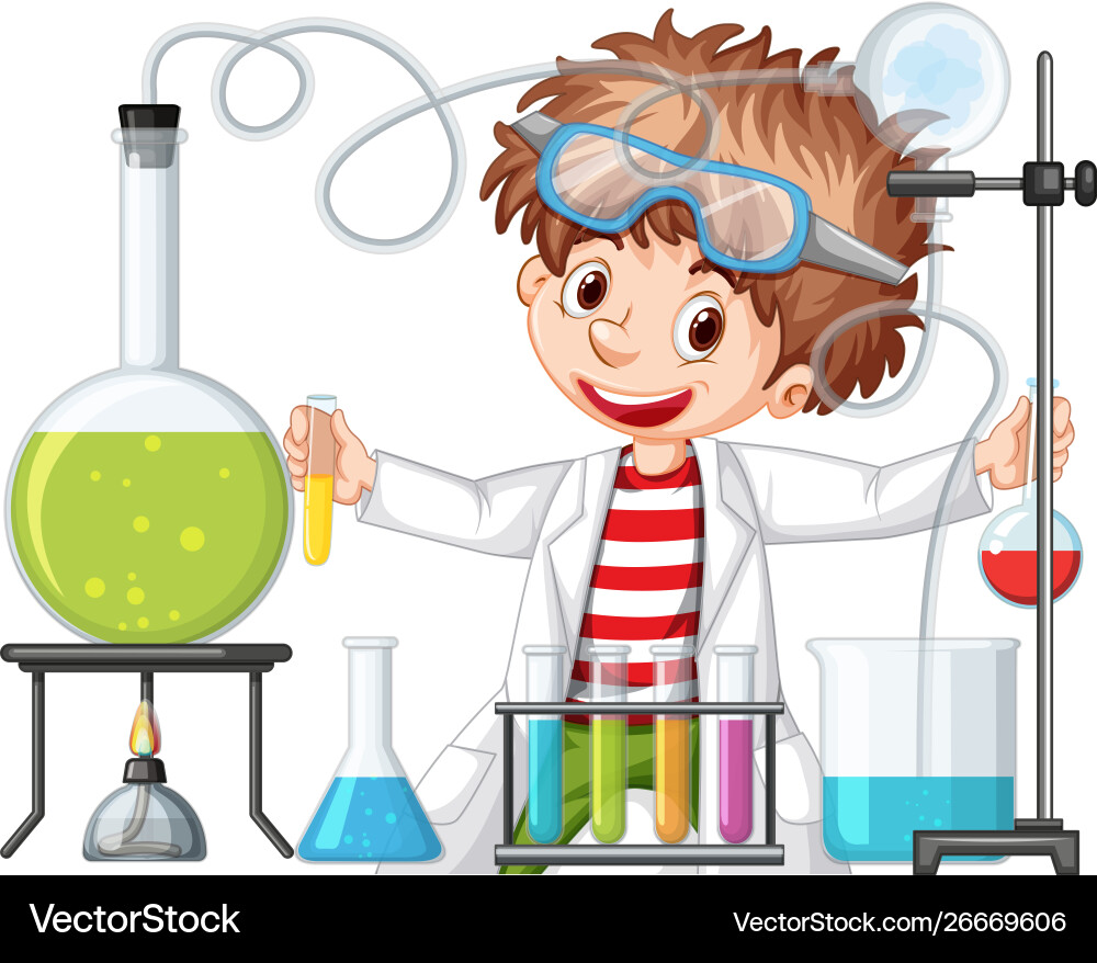 Young Scientist in Lab with Science Tools Vector Image