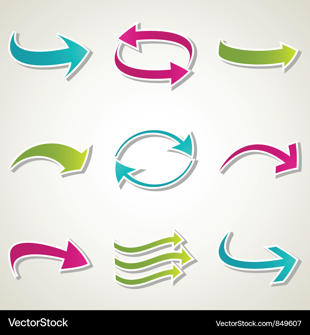 Bunte Pfeil Icon Set Vektorbild