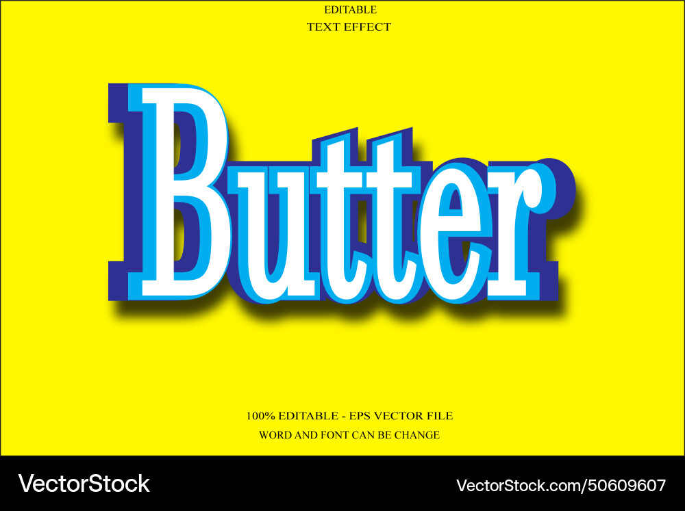 Butter editable text effect emboss Butter editable text effect emboss vector image