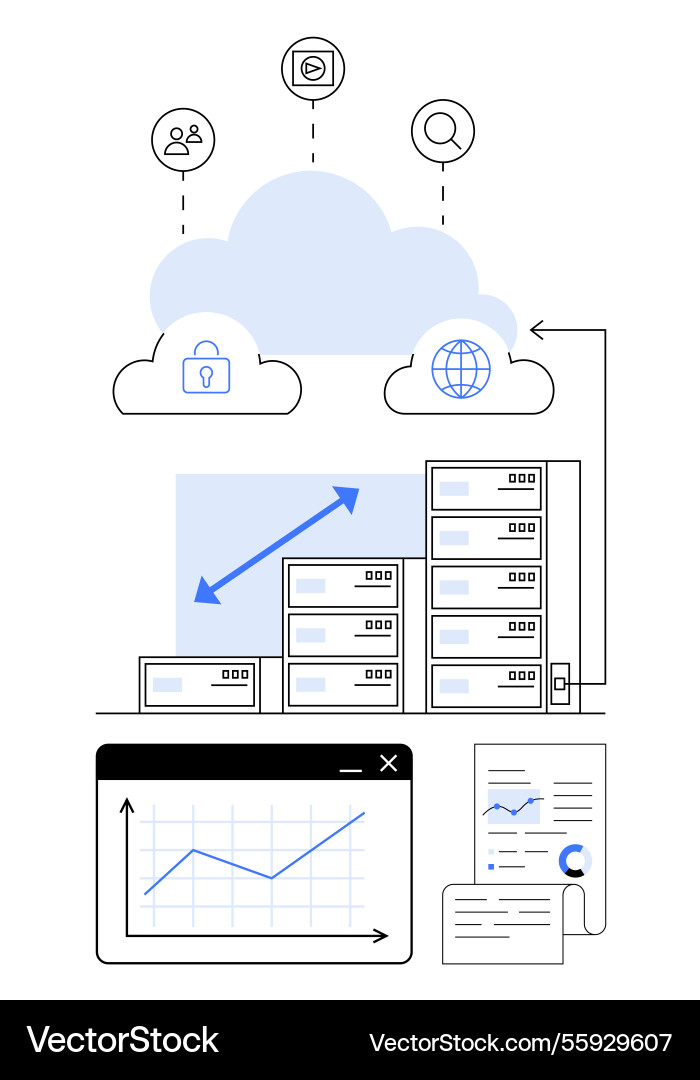 Cloud computing with secure data management Cloud computing with secure data management Vector Image